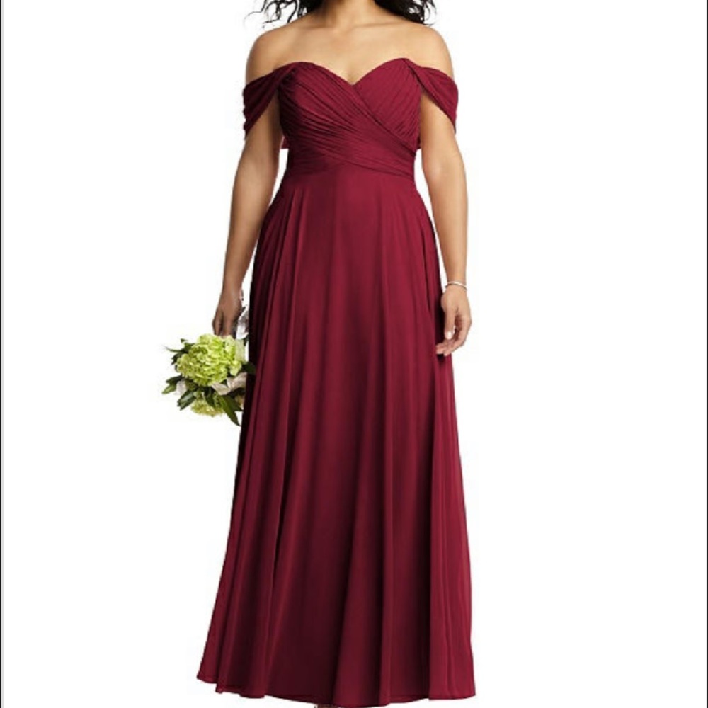 Off the shoulder draped chiffon maxi dress